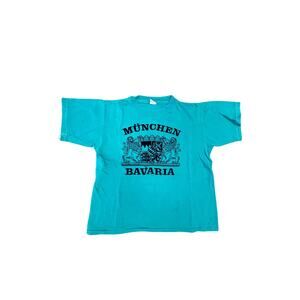 Vintage München Bavaria T-Shirt - Size S - Light Green with Stains